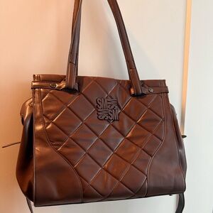 Steve Madden Brown Quilted Leather Tote Bag